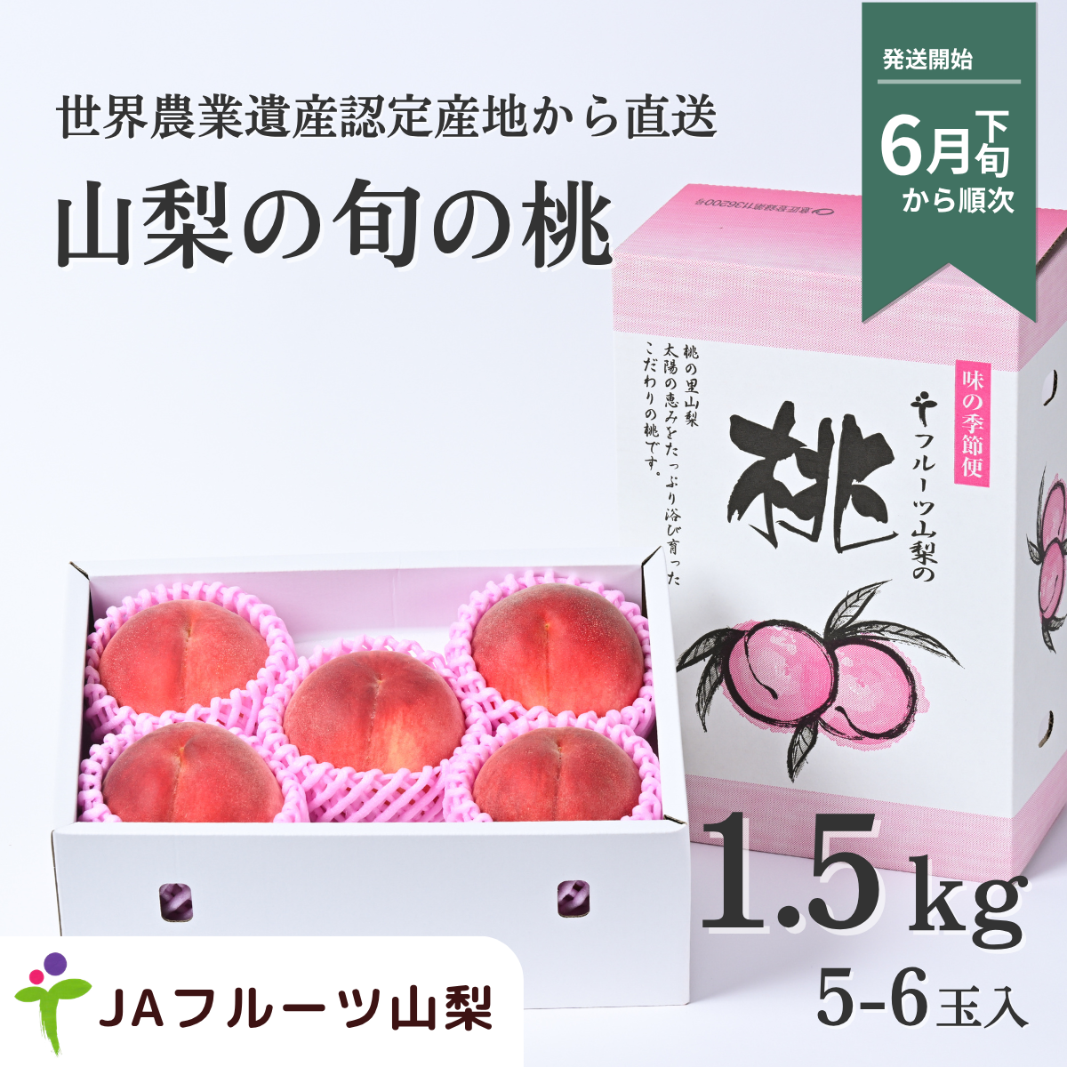 ももさん専用① 山梨のもも 1.5kg【5〜6玉】☆彡糖度センサー選果機で選別した特秀品