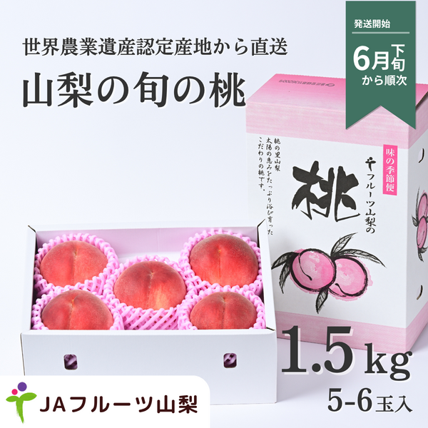 山梨のもも　1.5kg【5〜６玉】☆彡糖度センサー選果機で選別した特秀品 